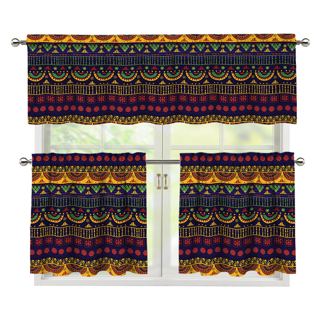Native Tribal Indian Pattern Print 3 Piece Kitchen Curtains