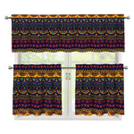 Native Tribal Indian Pattern Print 3 Piece Kitchen Curtains