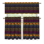 Native Tribal Indian Pattern Print 3 Piece Kitchen Curtains