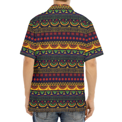 Native Tribal Indian Pattern Print Aloha Shirt