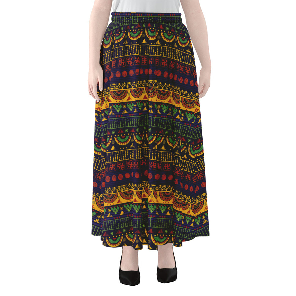 Native Tribal Indian Pattern Print Chiffon Maxi Skirt