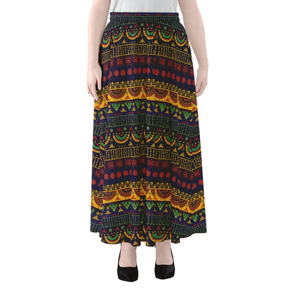 Native Tribal Indian Pattern Print Chiffon Maxi Skirt