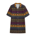 Native Tribal Indian Pattern Print Cotton Hawaiian Shirt