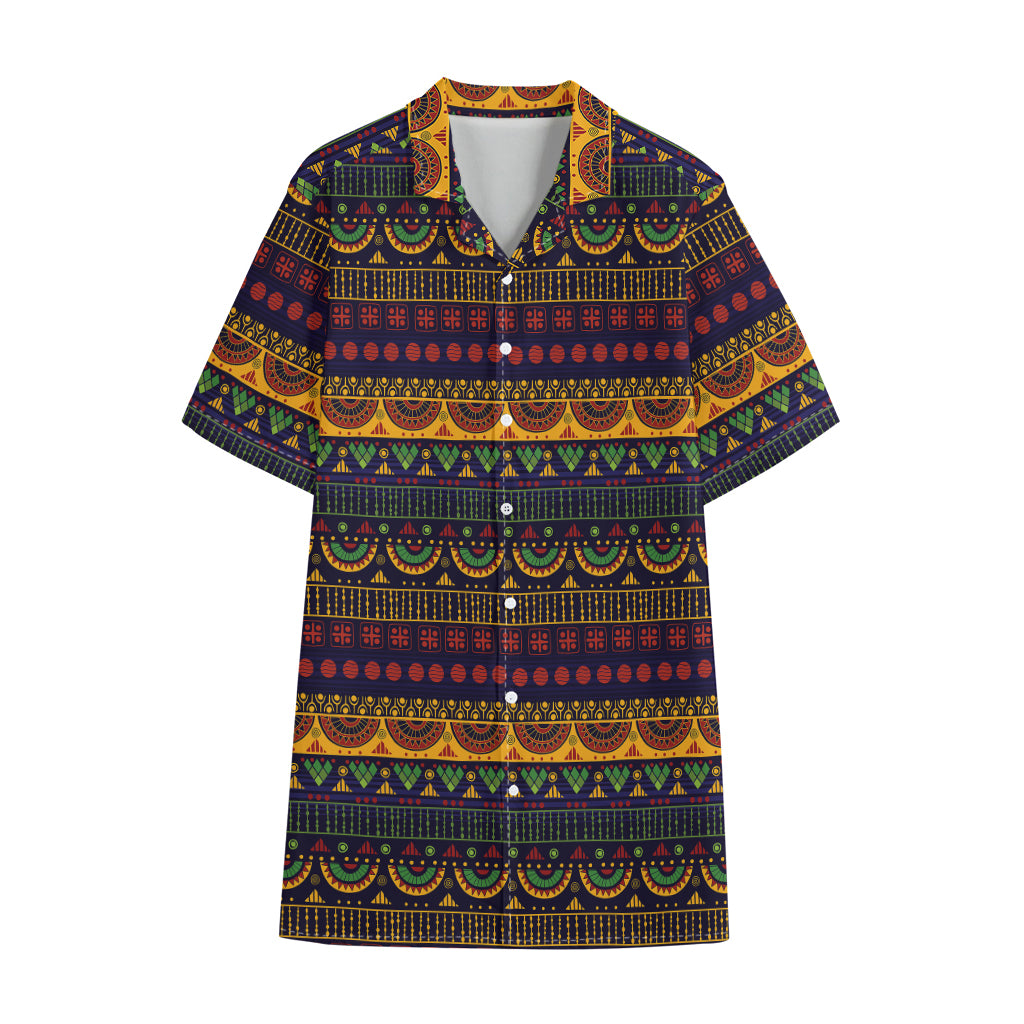Native Tribal Indian Pattern Print Cotton Hawaiian Shirt