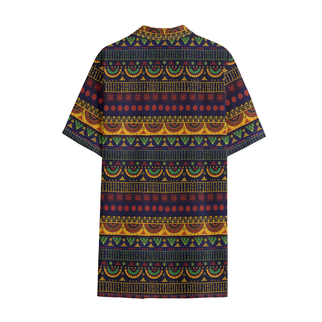 Native Tribal Indian Pattern Print Cotton Hawaiian Shirt