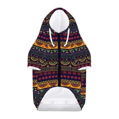 Native Tribal Indian Pattern Print Dog Zip Up Hoodie