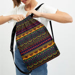 Native Tribal Indian Pattern Print Drawstring Backpack
