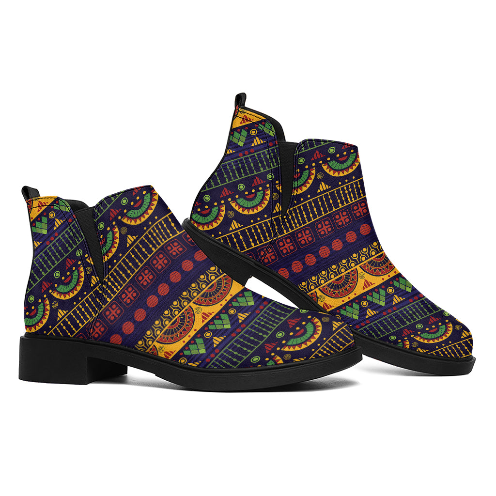 Native Tribal Indian Pattern Print Flat Ankle Boots