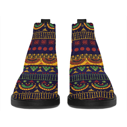 Native Tribal Indian Pattern Print Flat Ankle Boots