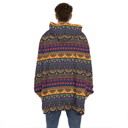 Native Tribal Indian Pattern Print Hoodie Blanket