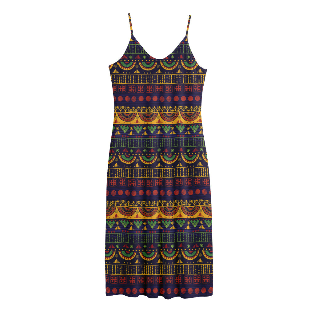 Native Tribal Indian Pattern Print Jersey Midi Cami Dress