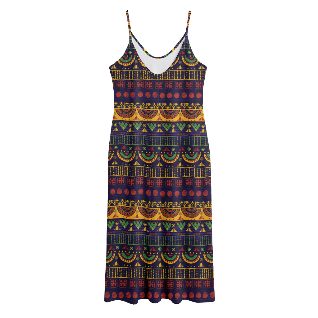 Native Tribal Indian Pattern Print Jersey Midi Cami Dress