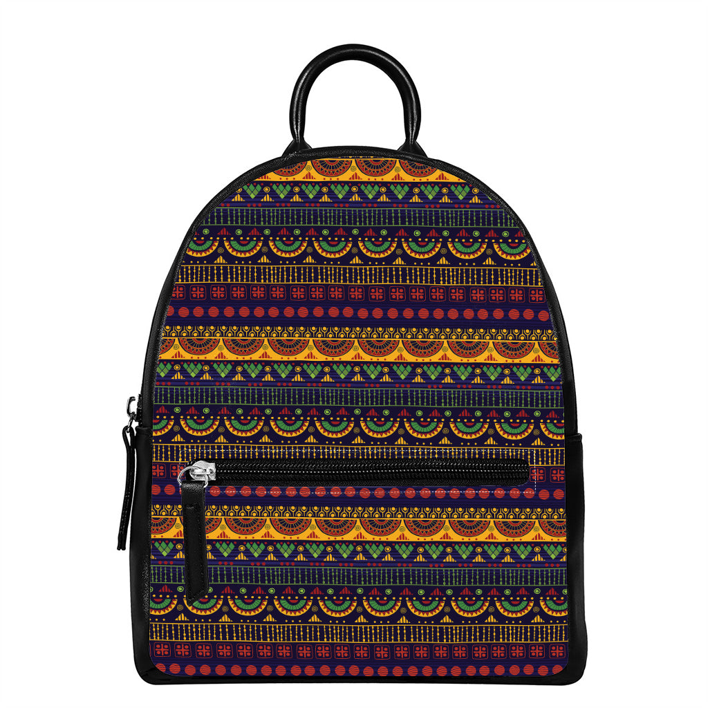 Native Tribal Indian Pattern Print Leather Backpack
