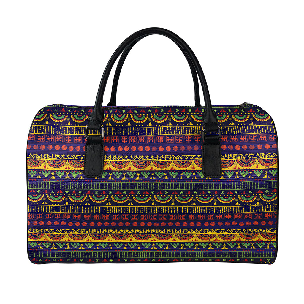 Native Tribal Indian Pattern Print Leather Duffle Bag
