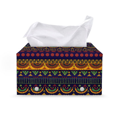 Native Tribal Indian Pattern Print Leather Tissue Box Cover