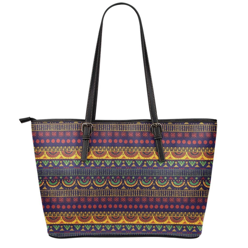 Native Tribal Indian Pattern Print Leather Tote Bag