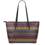 Native Tribal Indian Pattern Print Leather Tote Bag