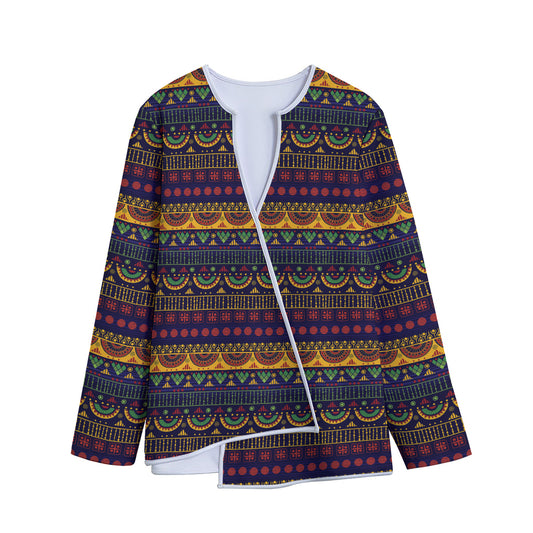 Native Tribal Indian Pattern Print Long Sleeve Short Coat
