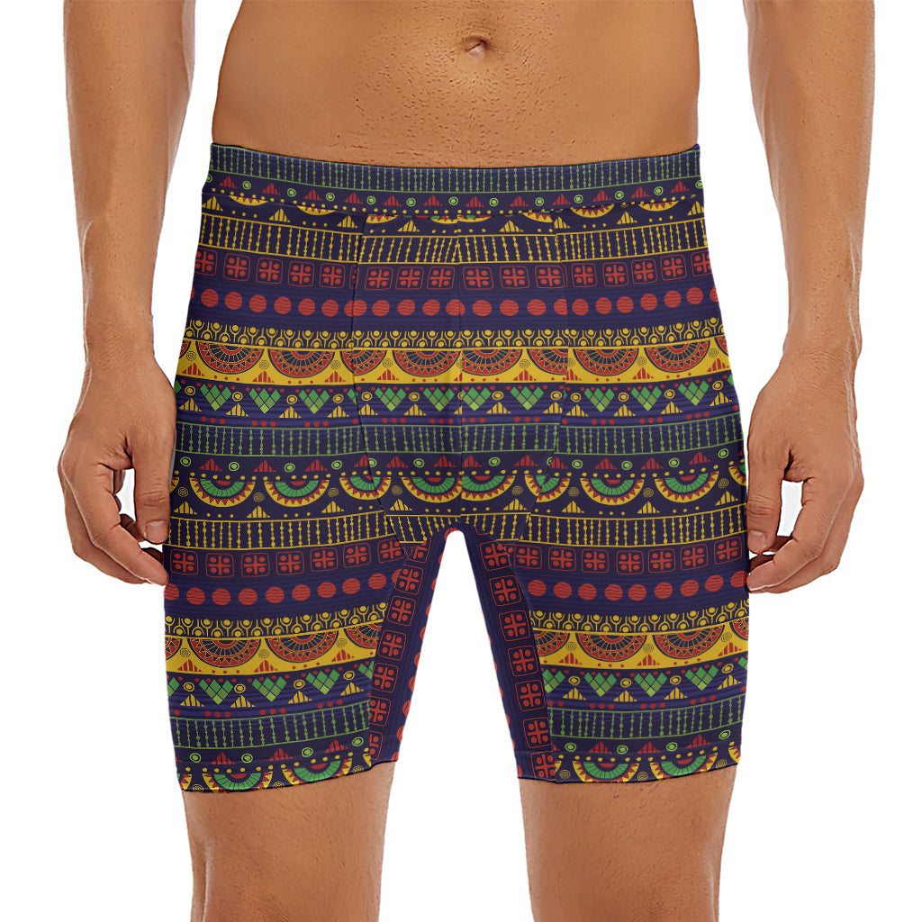 Native Tribal Indian Pattern Print Men's Long Boxer Briefs