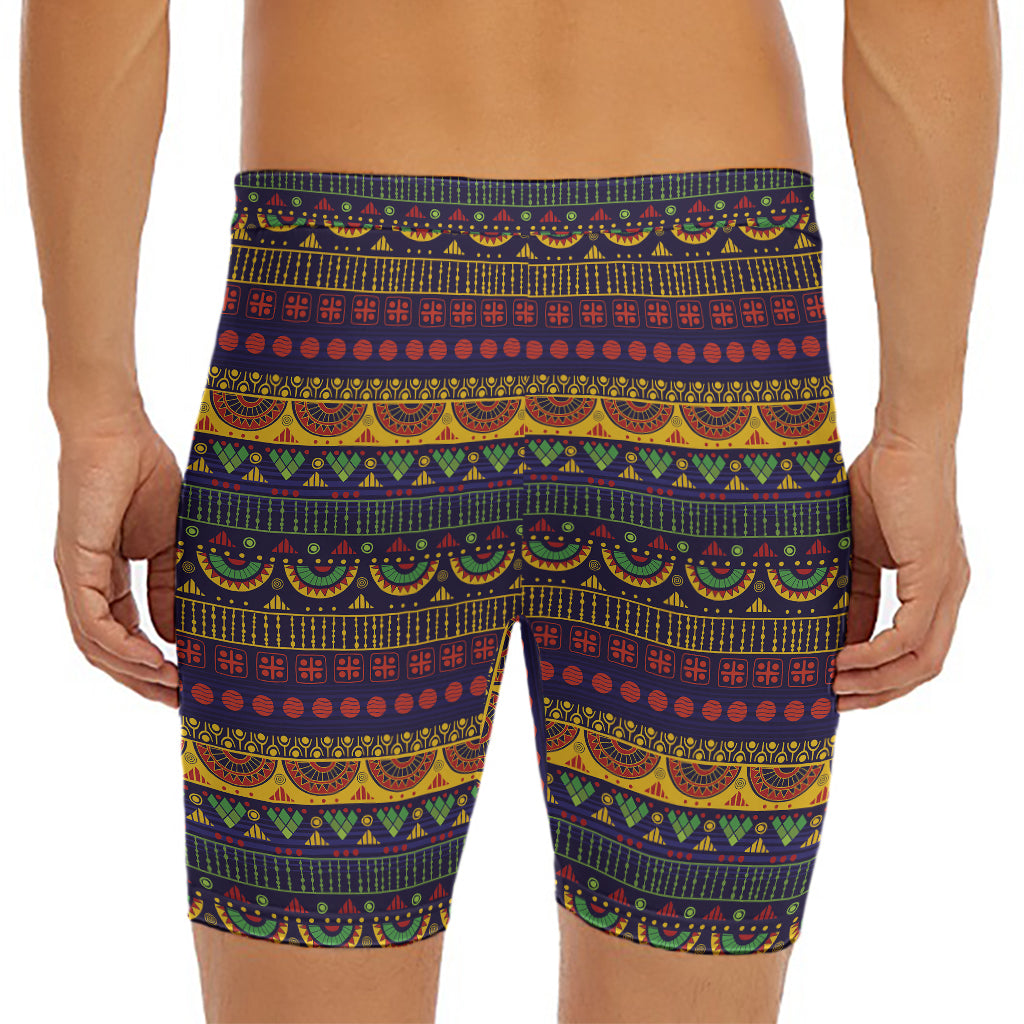 Native Tribal Indian Pattern Print Men's Long Boxer Briefs