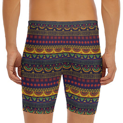 Native Tribal Indian Pattern Print Men's Long Boxer Briefs