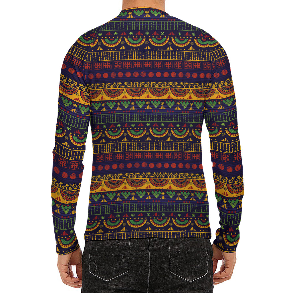 Native Tribal Indian Pattern Print Men's Long Sleeve Rash Guard