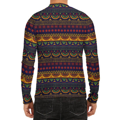 Native Tribal Indian Pattern Print Men's Long Sleeve Rash Guard