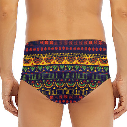 Native Tribal Indian Pattern Print Men's Triangle Swim Briefs