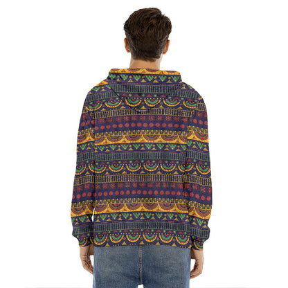 Native Tribal Indian Pattern Print Men's Velvet Pullover Hoodie