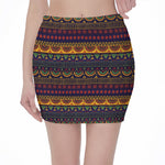 Native Tribal Indian Pattern Print Pencil Mini Skirt