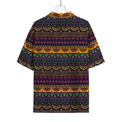 Native Tribal Indian Pattern Print Rayon Hawaiian Shirt