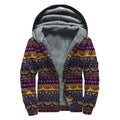 Native Tribal Indian Pattern Print Sherpa Lined Zip Up Hoodie