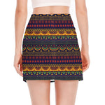 Native Tribal Indian Pattern Print Side Slit Mini Skirt