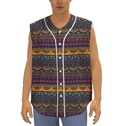 Native Tribal Indian Pattern Print Sleeveless Baseball Jersey
