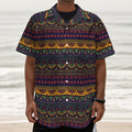 Native Tribal Indian Pattern Print Textured Short Sleeve Shirt