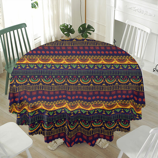 Native Tribal Indian Pattern Print Waterproof Round Tablecloth
