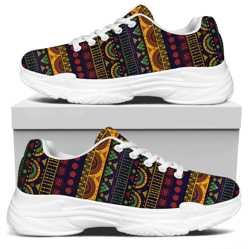 Native Tribal Indian Pattern Print White Chunky Shoes