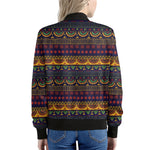 Native Tribal Indian Pattern Print Women's Bomber Jacket