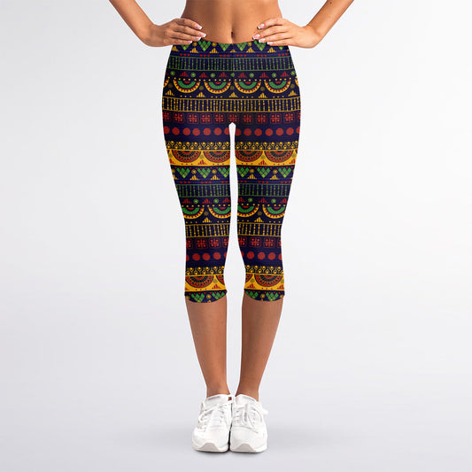 Native Tribal Indian Pattern Print Women's Capri Leggings