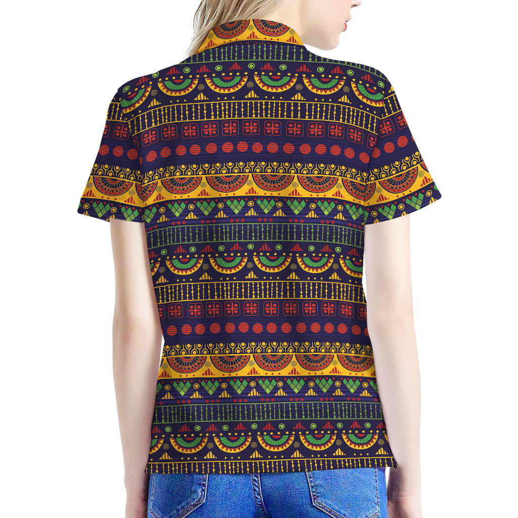 Native Tribal Indian Pattern Print Women's Polo Shirt