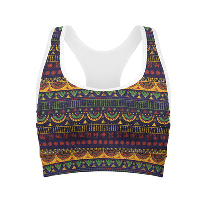Native Tribal Indian Pattern Print Women's Sports Bra