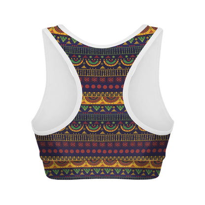 Native Tribal Indian Pattern Print Women's Sports Bra