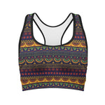 Native Tribal Indian Pattern Print Women's Sports Bra