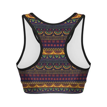 Native Tribal Indian Pattern Print Women's Sports Bra