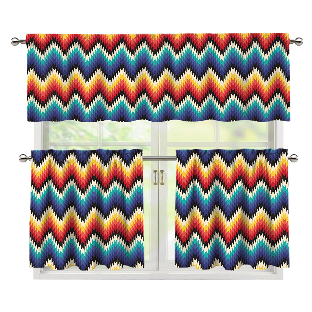 Native Tribal Inspired Pattern Print 3 Piece Kitchen Curtains