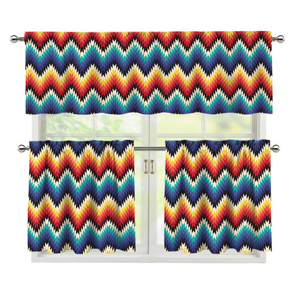 Native Tribal Inspired Pattern Print 3 Piece Kitchen Curtains