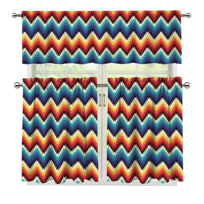 Native Tribal Inspired Pattern Print 3 Piece Kitchen Curtains