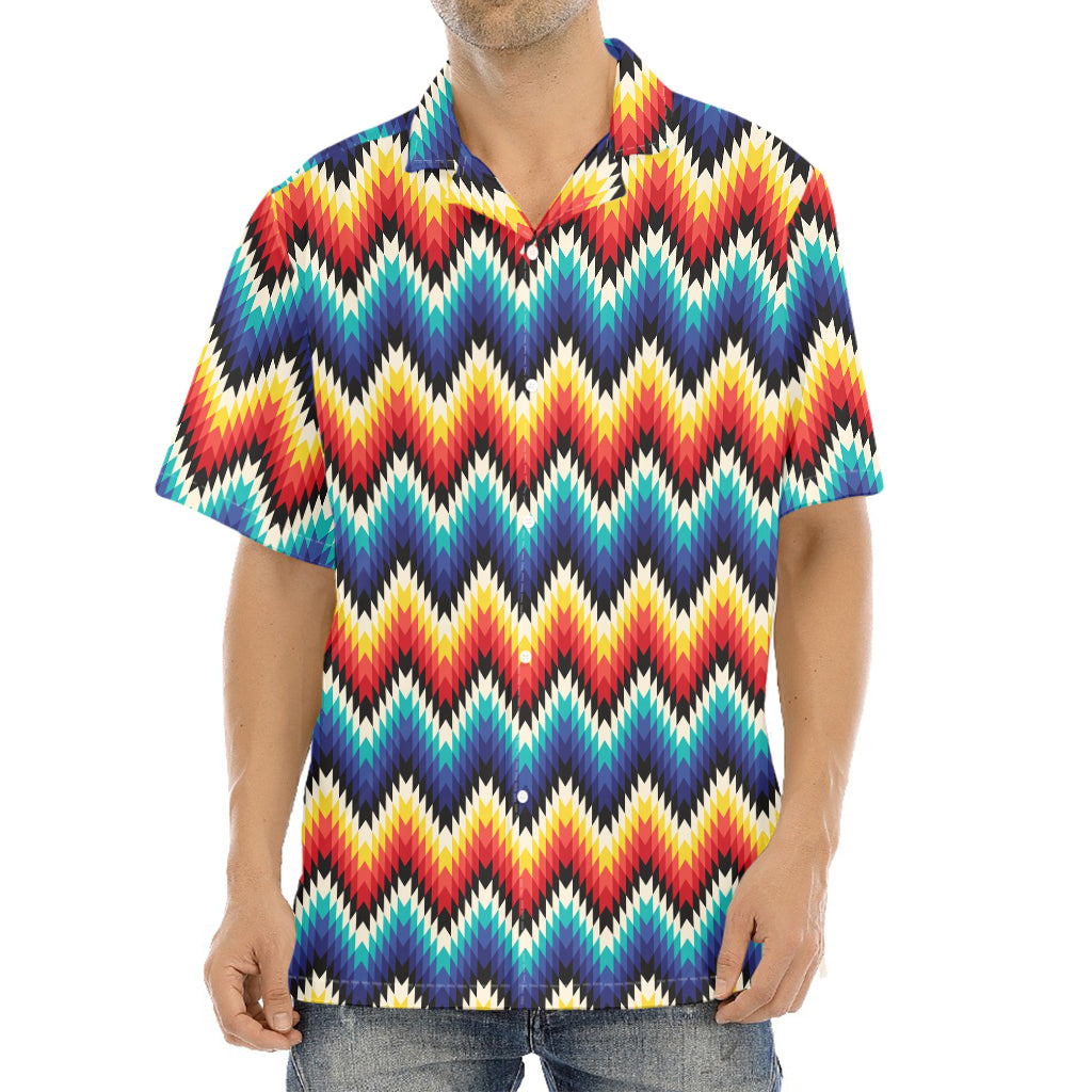 Native Tribal Inspired Pattern Print Aloha Shirt