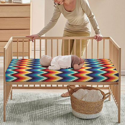Native Tribal Inspired Pattern Print Baby Crib Sheet