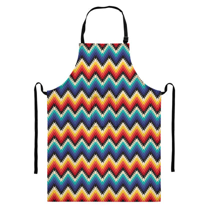 Native Tribal Inspired Pattern Print Bib Apron With Pocket